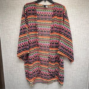 H&M Divided Open Front Cardigan | Colorful Gauzy Cover-Up | Large